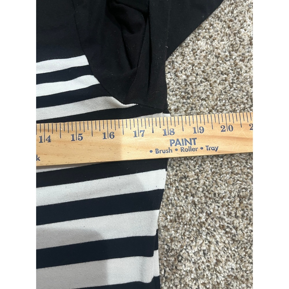 White House Black Market Striped 3/4 Sleeve Tunic Top Black White Medium - Picture 5 of 8
